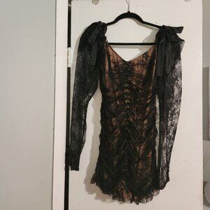 For Love and Lemons black lace Button Dress L